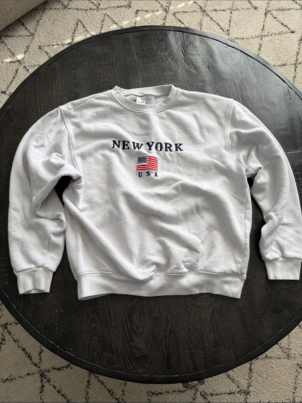 Matix White New York USA Embroidered Crew Sweatshirt
